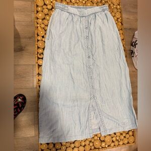 Prana Light Blue Button-Front Midi Skirt